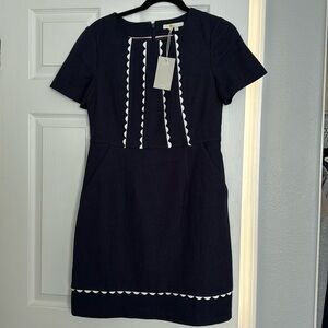 Boden Navy White White Scallop Trim Dress NWT Size 6P